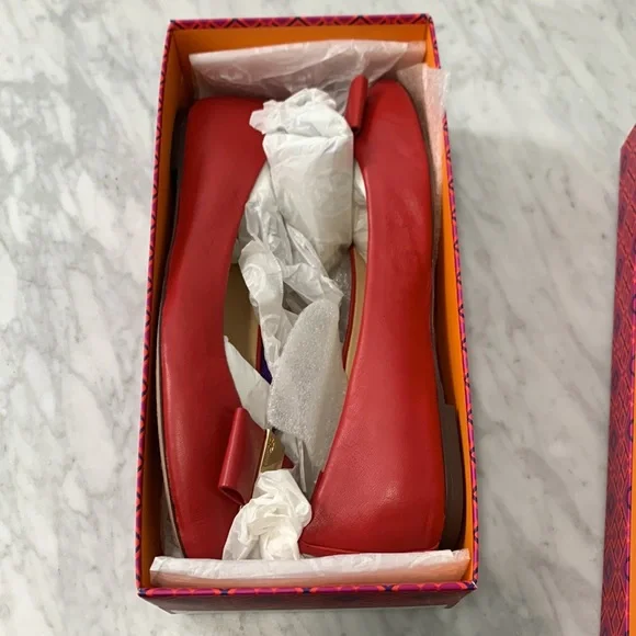 Tory Burch Red Flats with Gold Accents New never worn - Picture 11 of 11